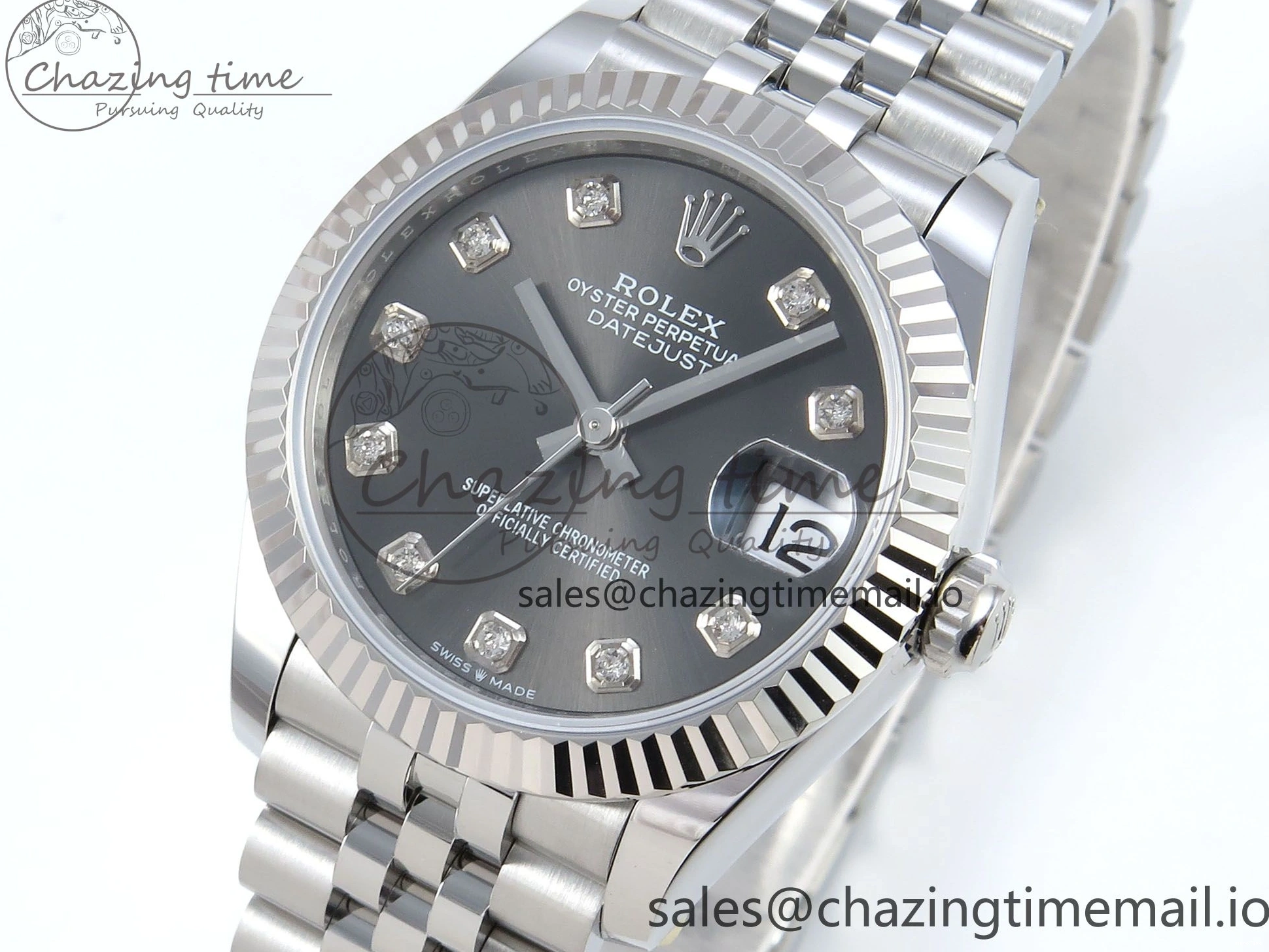 MiroTime 0304 DateJust 31 278274 ARF 1:1 Best Edition 904L Steel Gray Diamonds Dial on SS Jubilee Bracelet ETA OnTrend 541